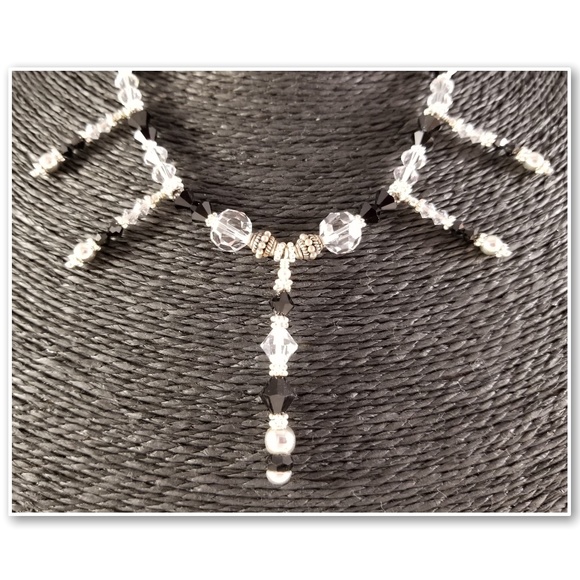 Black and Clear Swarovski and Sterling Silver Set - Picture 5 of 8